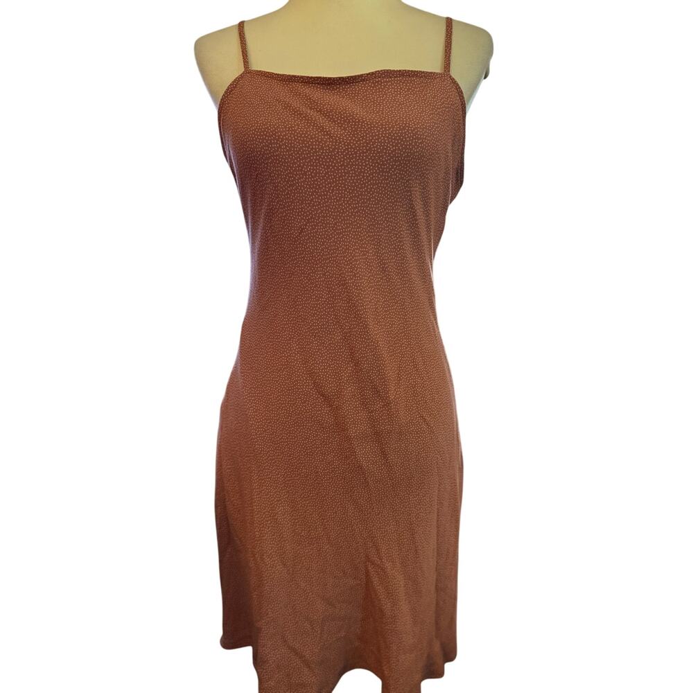 Abercrombie & Fitch Midi Slip Dress, Rust Polka Dot Adjustable Straps, Medium